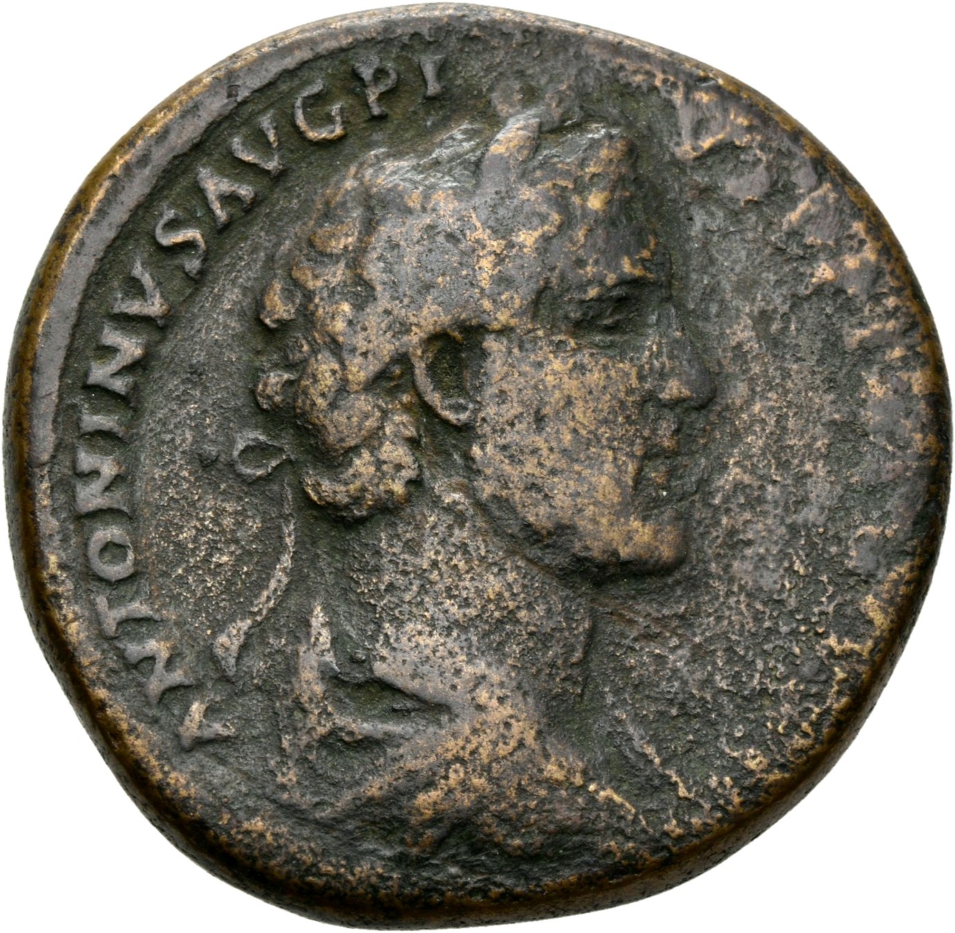 RIC III Antoninus Pius 618b Antoninus Pius obverse, Bust of Antoninus Pius, laureate, draped, sometimes cuirassed, right