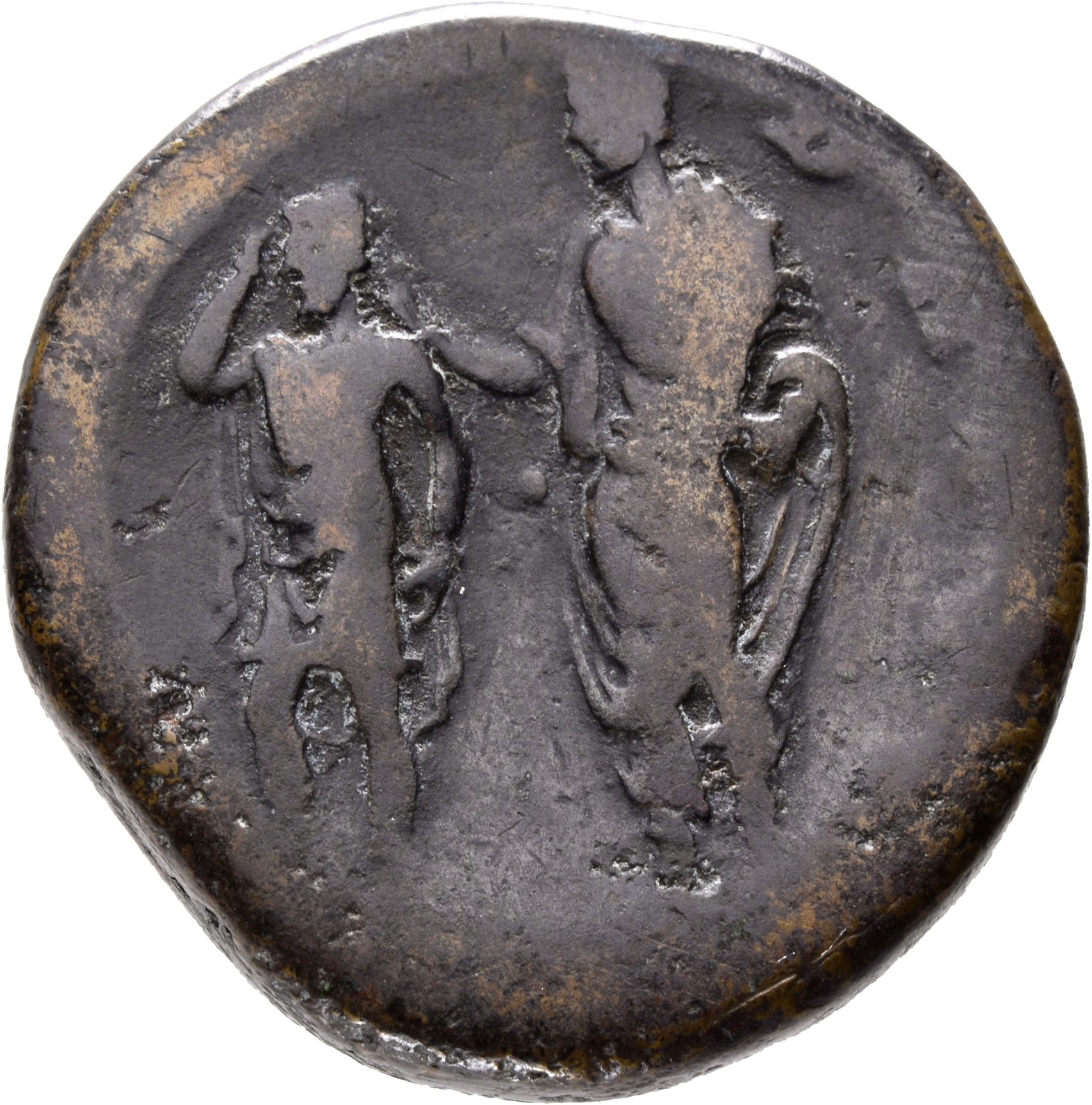 RIC III Antoninus Pius 619 Antoninus Pius reverse, Antoninus Pius, standing left, placing tiara on head of king of Armenia...