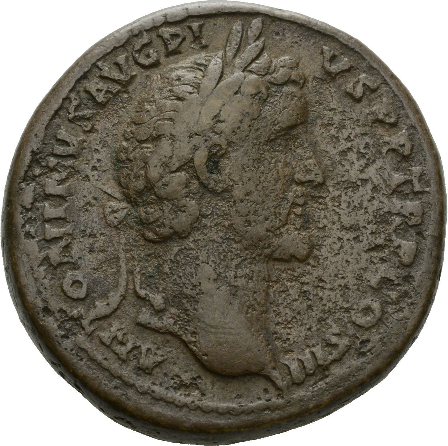 RIC III Antoninus Pius 624a Antoninus Pius obverse, Head of Antoninus Pius, laureate, right
