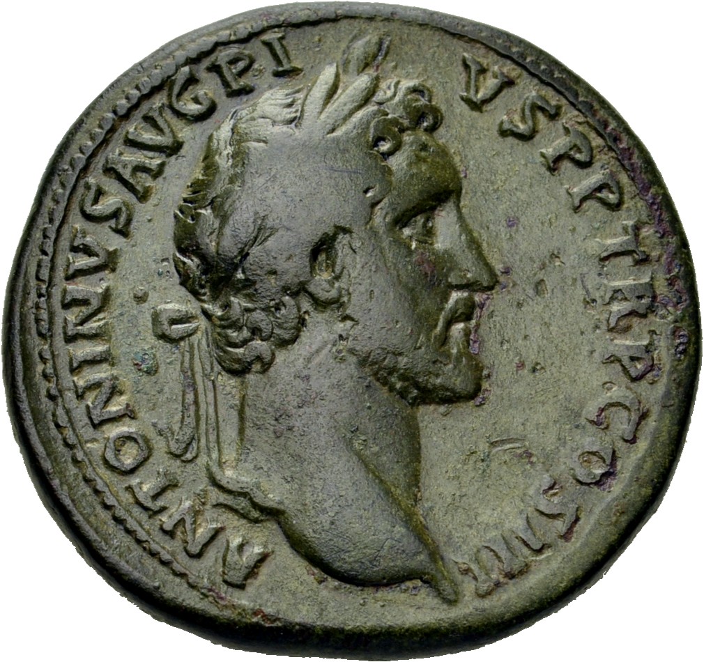 RIC III Antoninus Pius 636a Antoninus Pius obverse, Head of Antoninus Pius, laureate, right