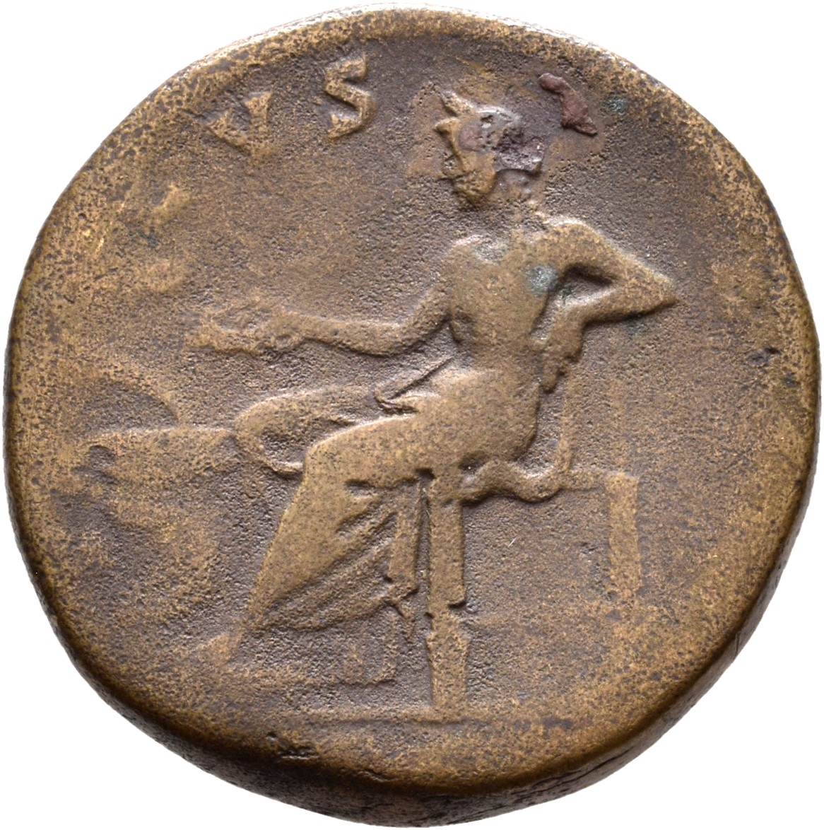 RIC III Antoninus Pius 637a Antoninus Pius reverse, Salus, draped, seated left on throne, feeding out of patera in right h...
