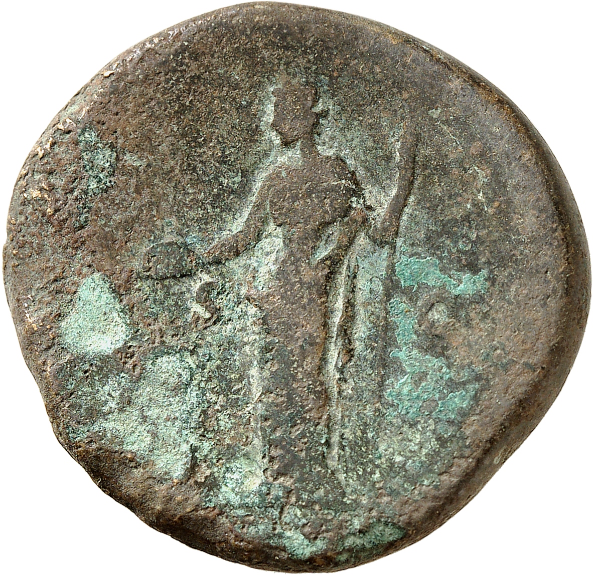 RIC III Antoninus Pius 639 Antoninus Pius reverse, Salus, draped, standing left, feeding out of patera in right hand snake...