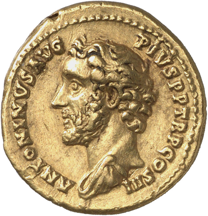 RIC III Antoninus Pius 63A Antoninus Pius obverse, Bust of Antoninus Pius, bare-headed, draped, left