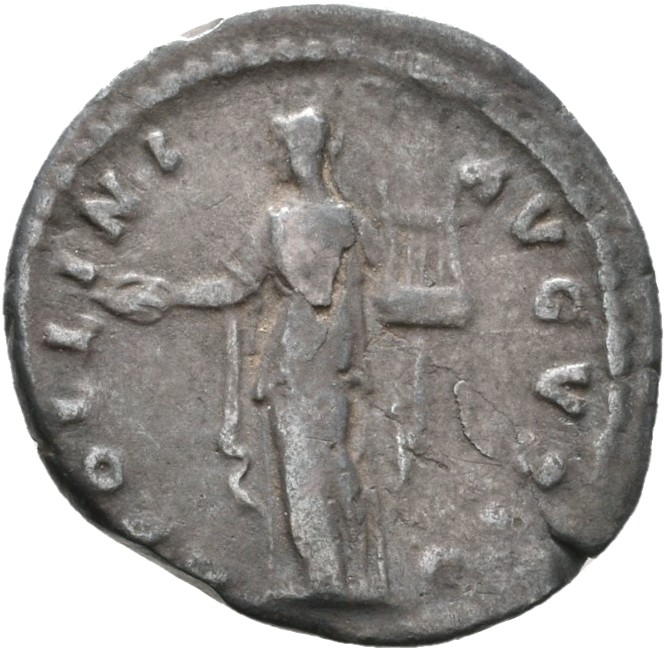 RIC III Antoninus Pius 63Ba Antoninus Pius reverse, Apollo, in long robe reaching feet, standing left, holding patera in e...