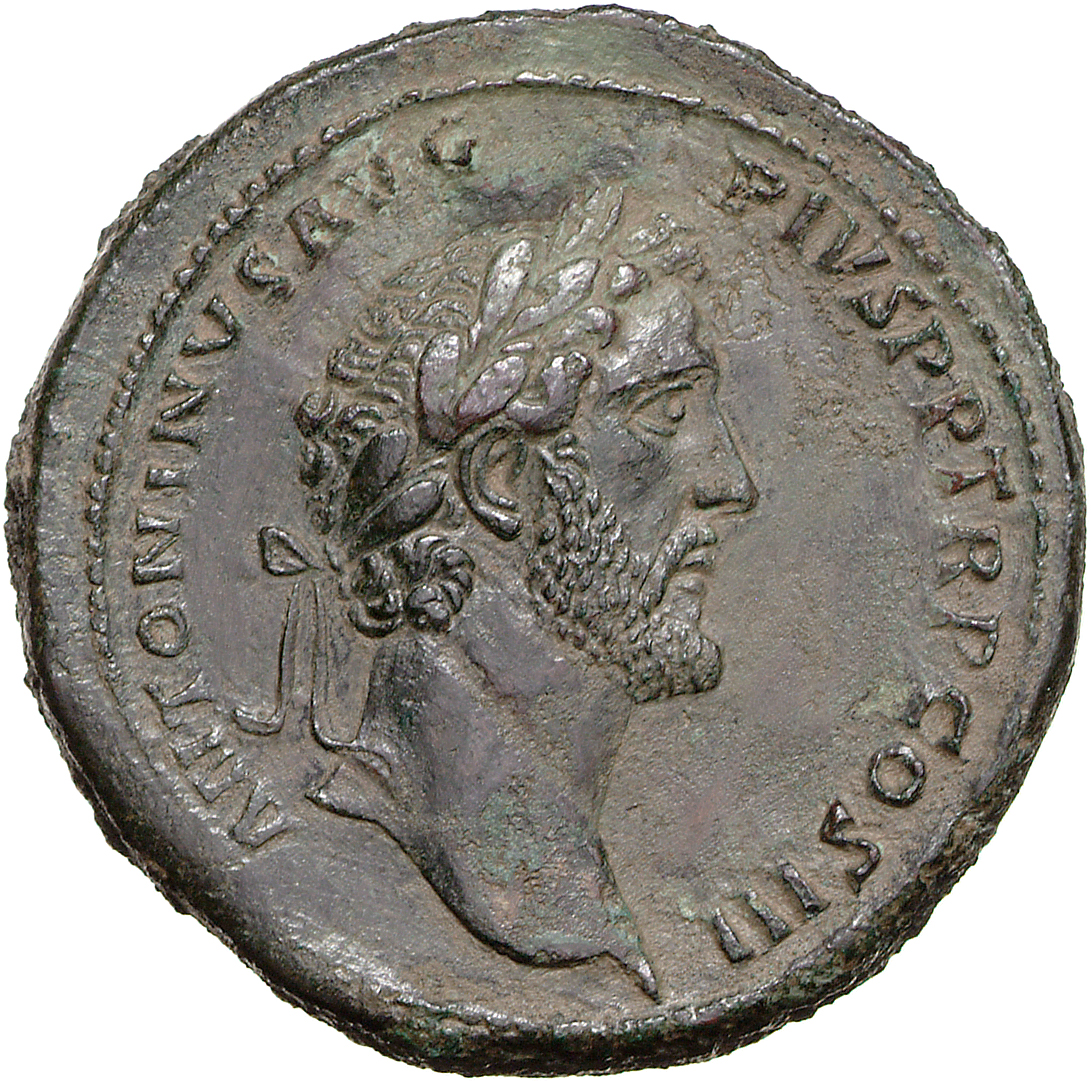 RIC III Antoninus Pius 643a Antoninus Pius obverse, Head of Antoninus Pius, laureate, right