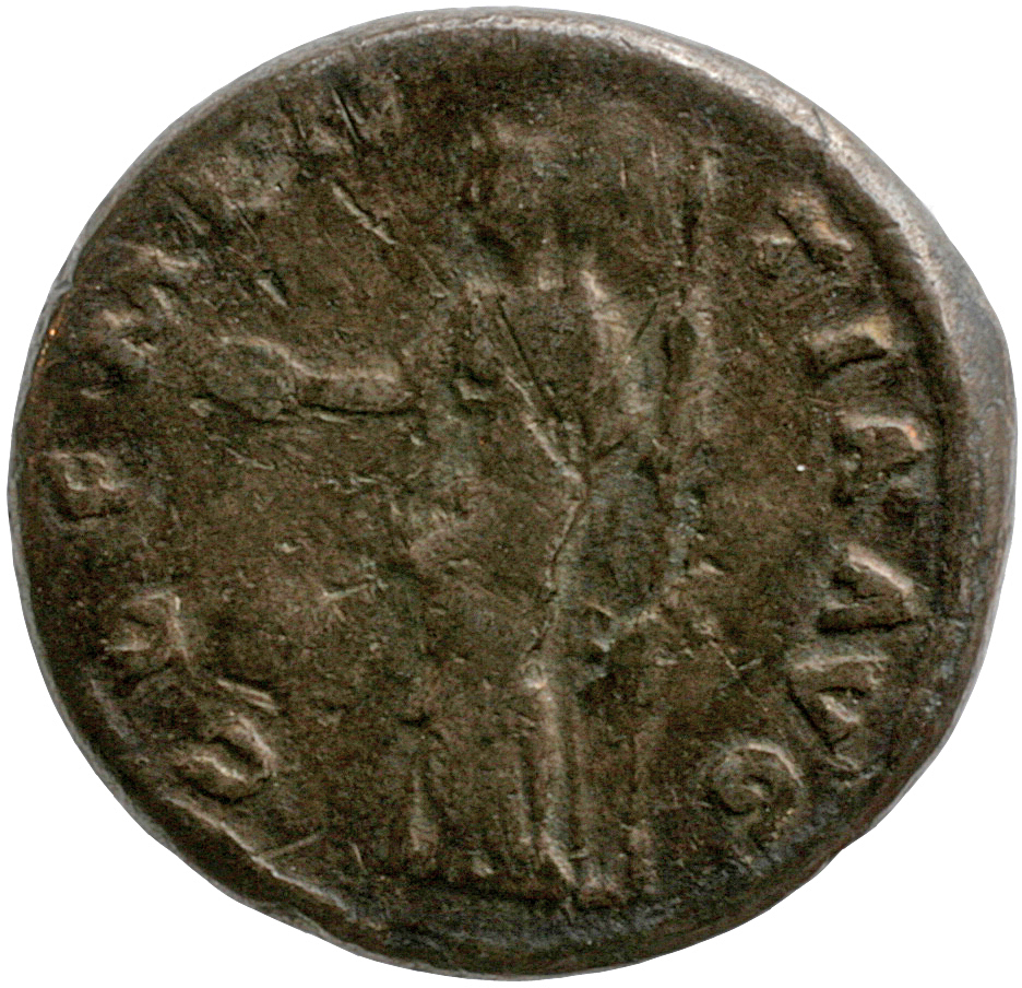 RIC III Antoninus Pius 64a Antoninus Pius reverse, Clementia, draped, standing left, holding patera in extended right hand...