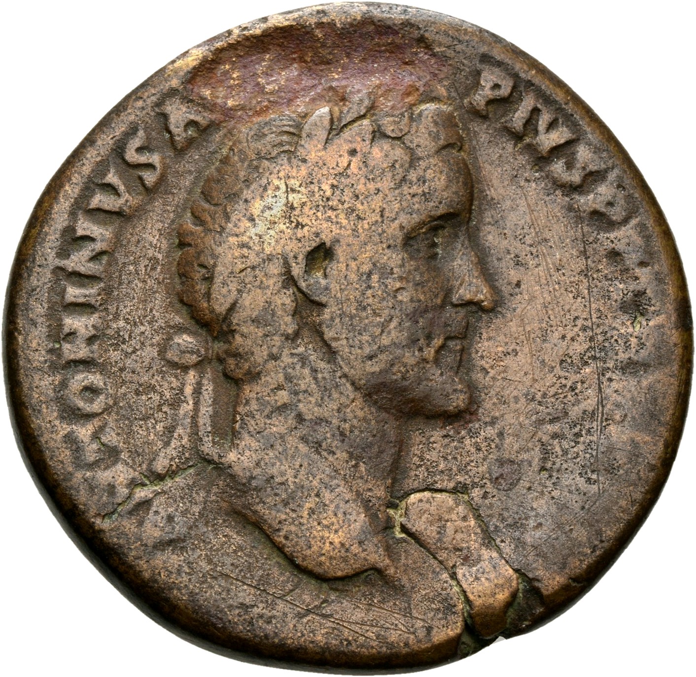 RIC III Antoninus Pius 655 Antoninus Pius obverse, Head of Antoninus Pius, laureate, right