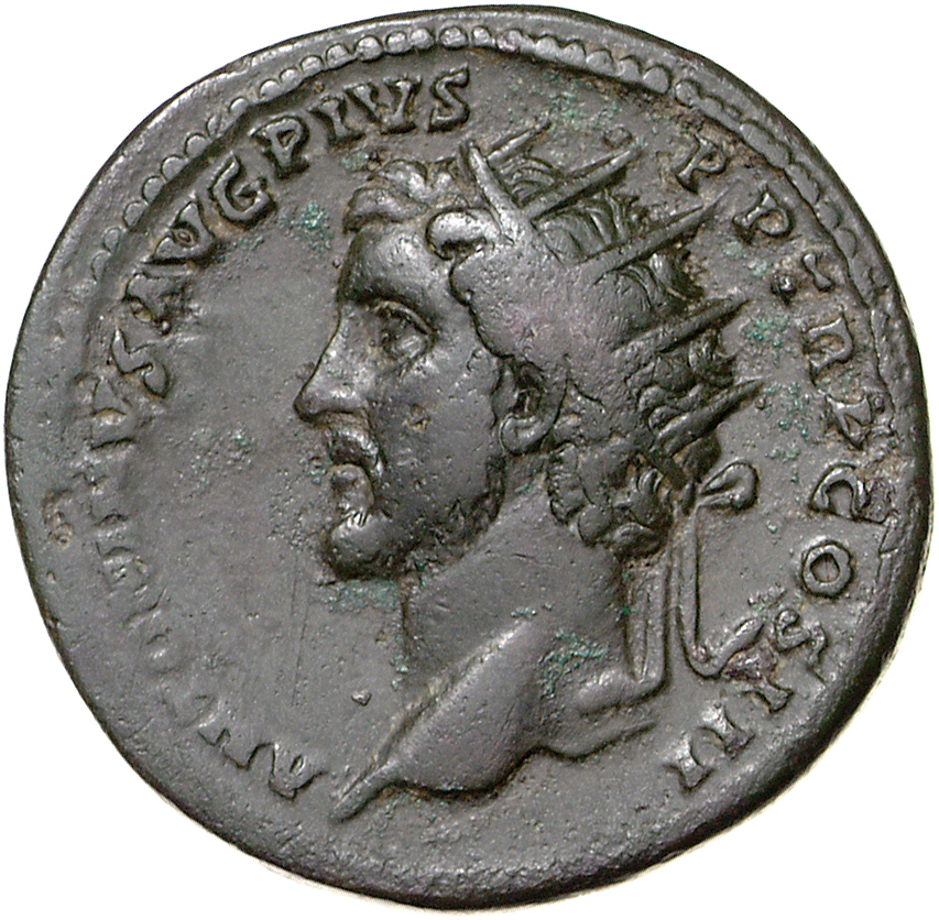 RIC III Antoninus Pius 656A Antoninus Pius obverse, Head of Antoninus Pius, radiate, left