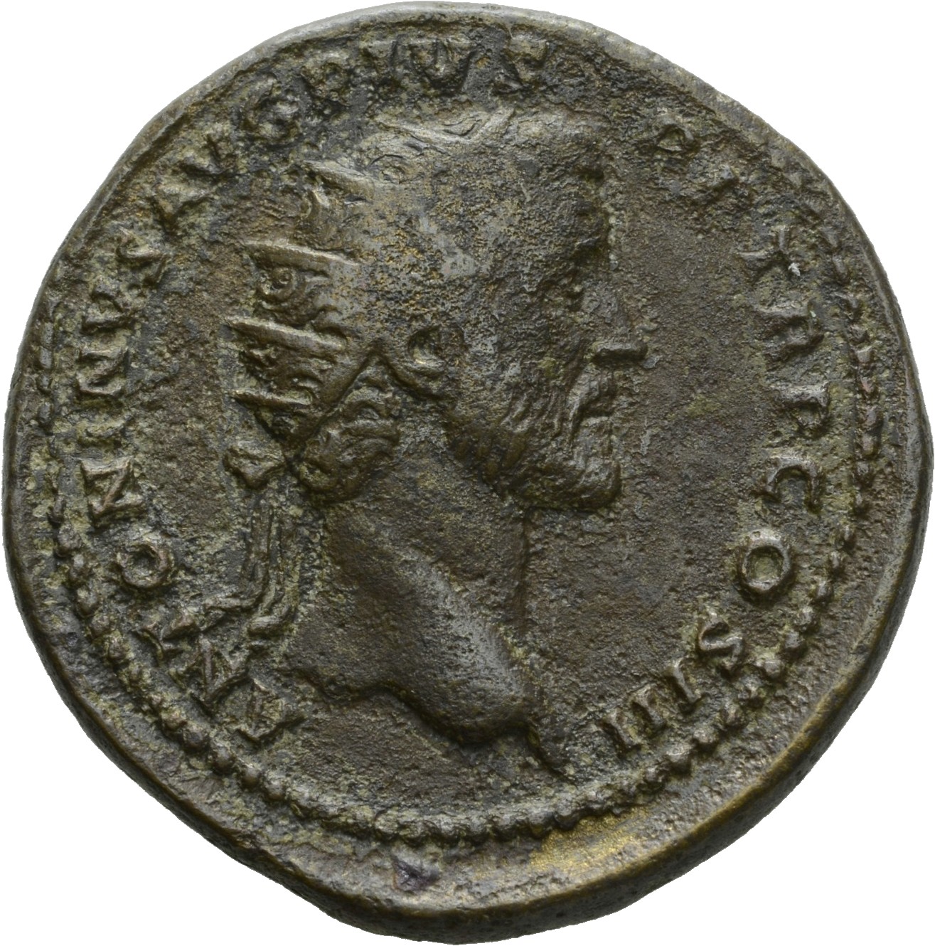 RIC III Antoninus Pius 660A Antoninus Pius obverse, Head of Antoninus Pius, radiate, right