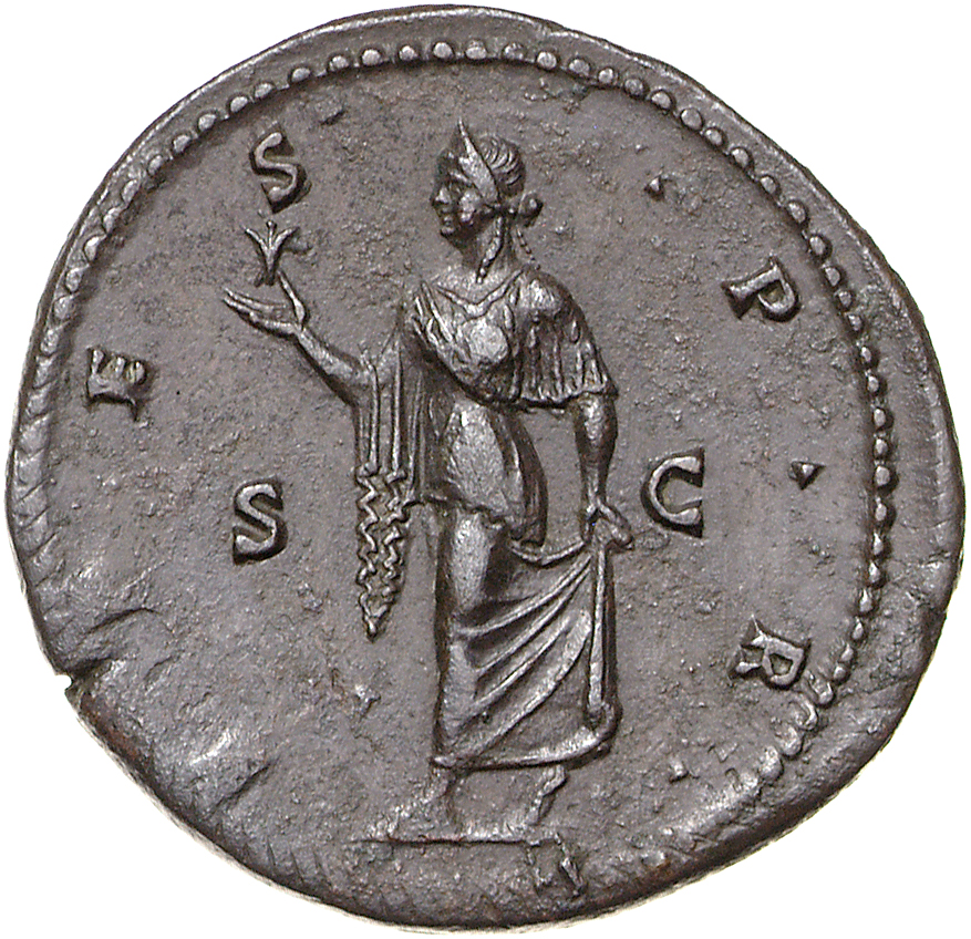 RIC III Antoninus Pius 672 Antoninus Pius reverse, Spes, advancing left, holding flower and raising skirt