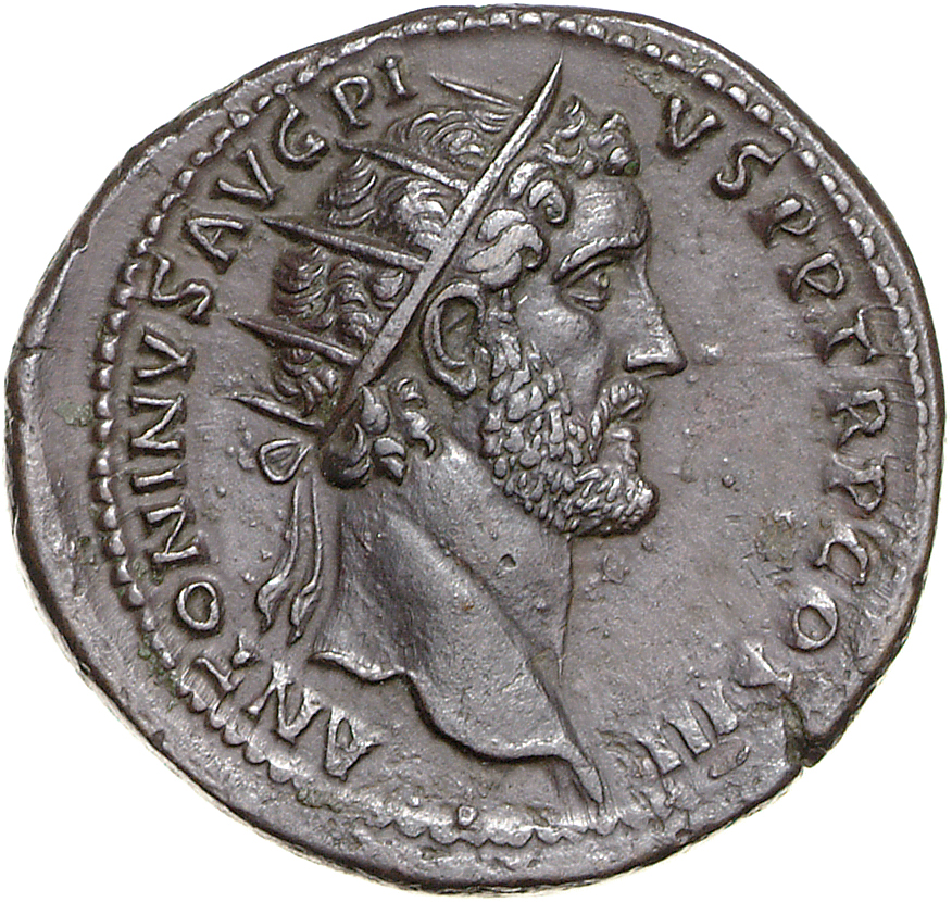 RIC III Antoninus Pius 672 Antoninus Pius obverse, Head of Antoninus Pius, radiate, right
