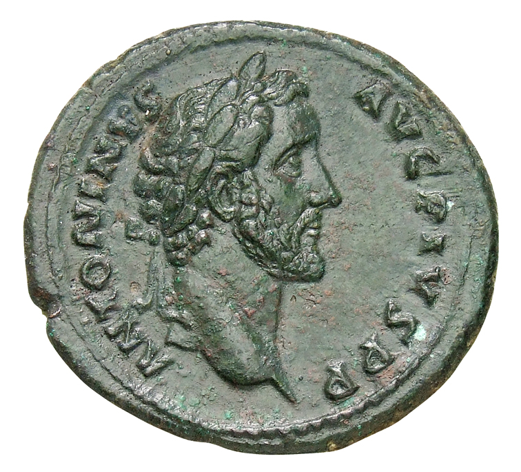 RIC III Antoninus Pius 698 Antoninus Pius obverse, Head of Antoninus Pius, laureate, right