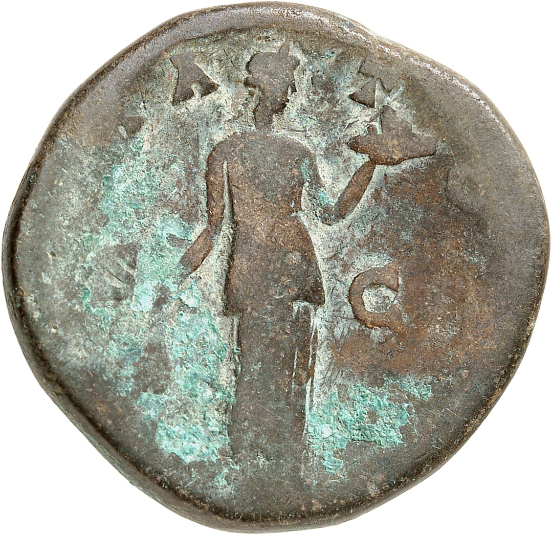 RIC III Antoninus Pius 716A Antoninus Pius reverse, Fides, draped, standing, right, holding two corn-ears downwards in rig...
