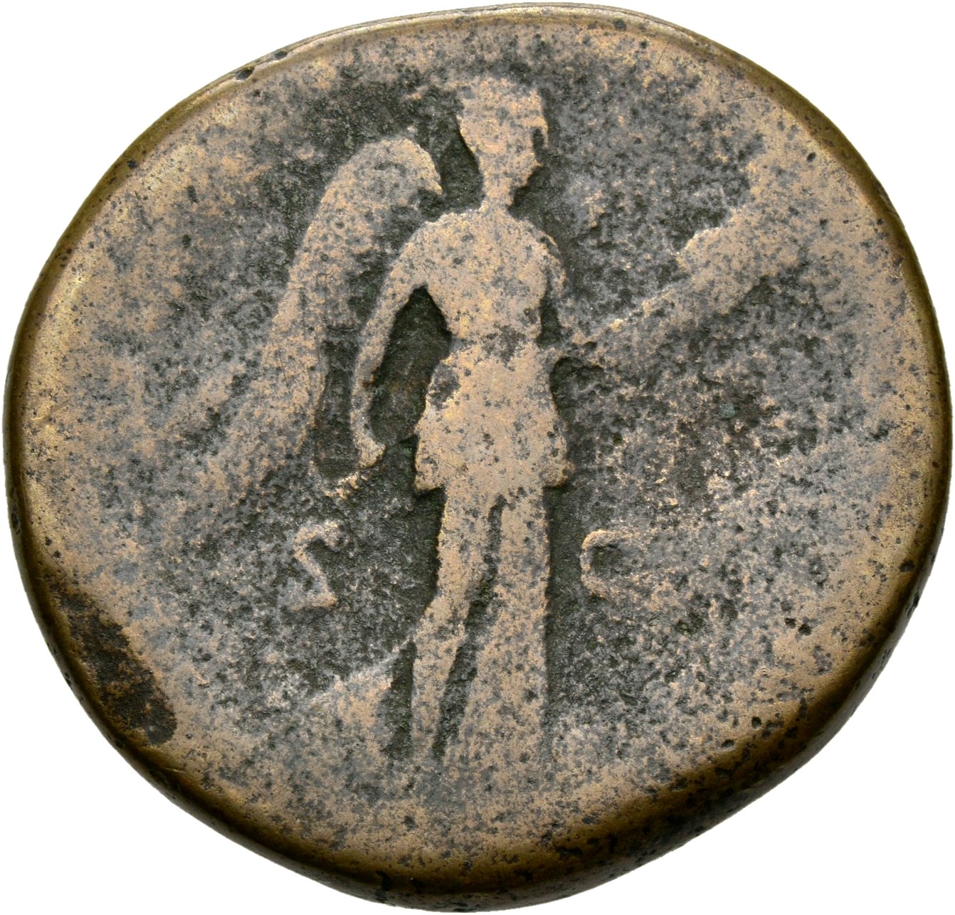 RIC III Antoninus Pius 717A Antoninus Pius reverse, Victory, winged, draped, flying right, holding trophy, pointing upward...