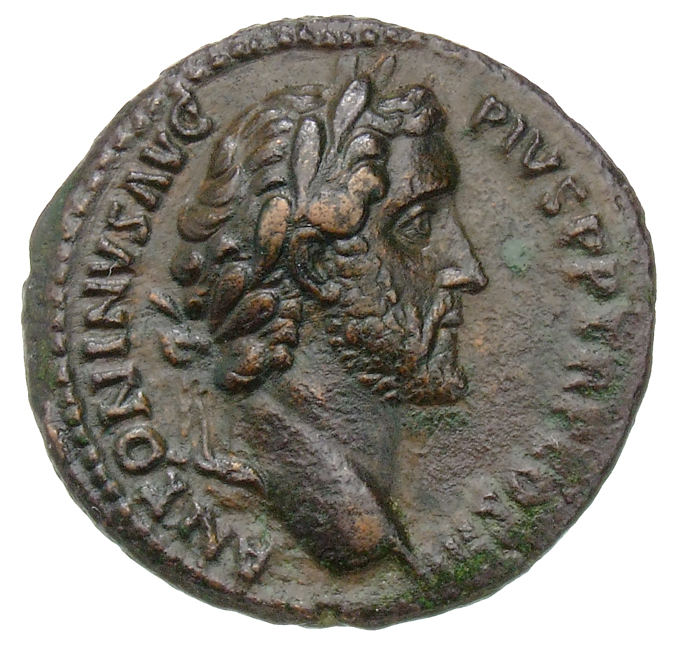 RIC III Antoninus Pius 733 Antoninus Pius obverse, Head of Antoninus Pius, laureate, right