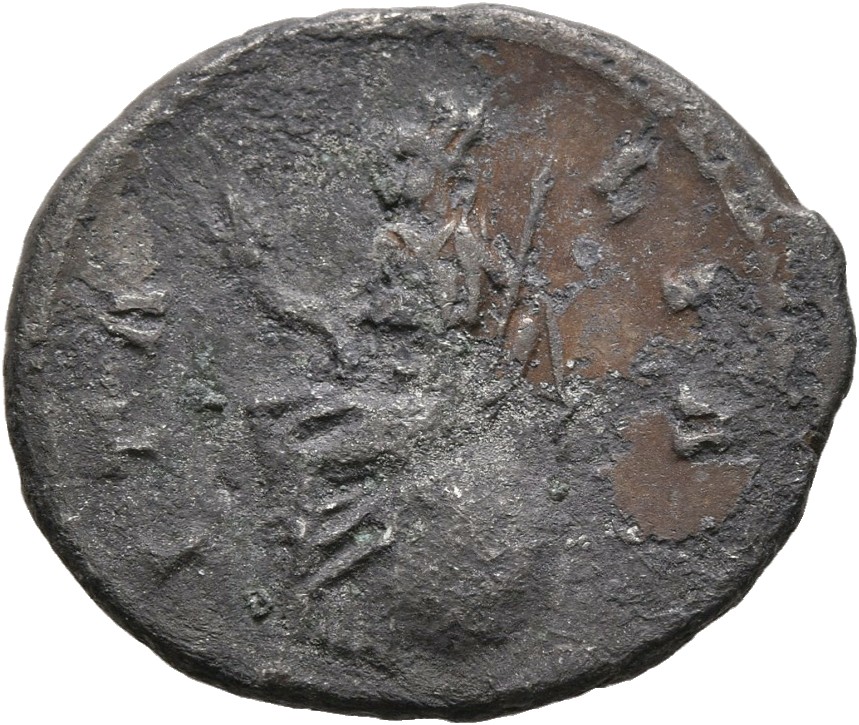 RIC III Antoninus Pius 73c Antoninus Pius reverse, Italia, towered, draped, seated left on globe with zones and stars, hol...