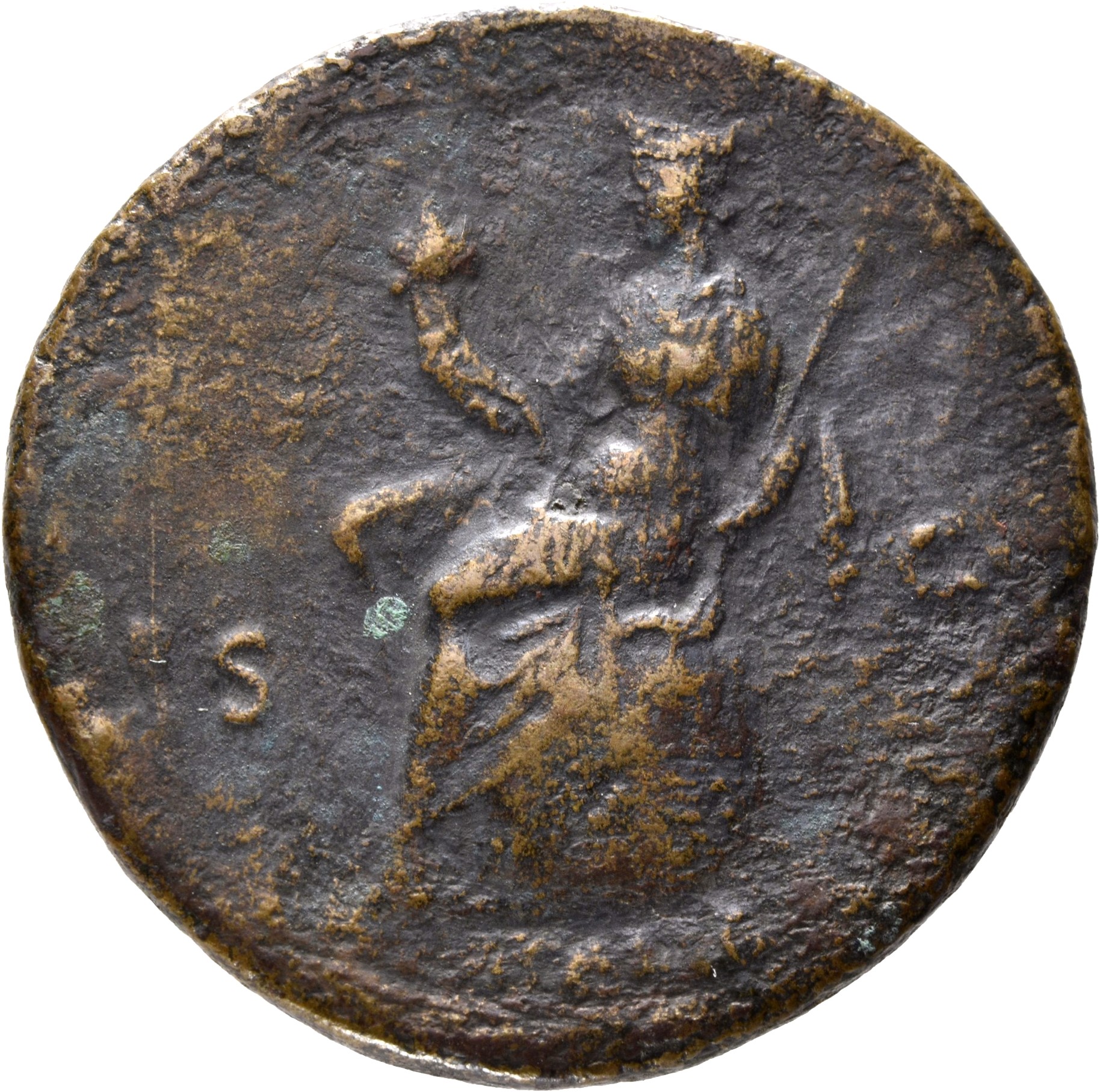 RIC III Antoninus Pius 746A Antoninus Pius reverse, Italia, towered, draped, seated, left on globe, with zones and stars, ...