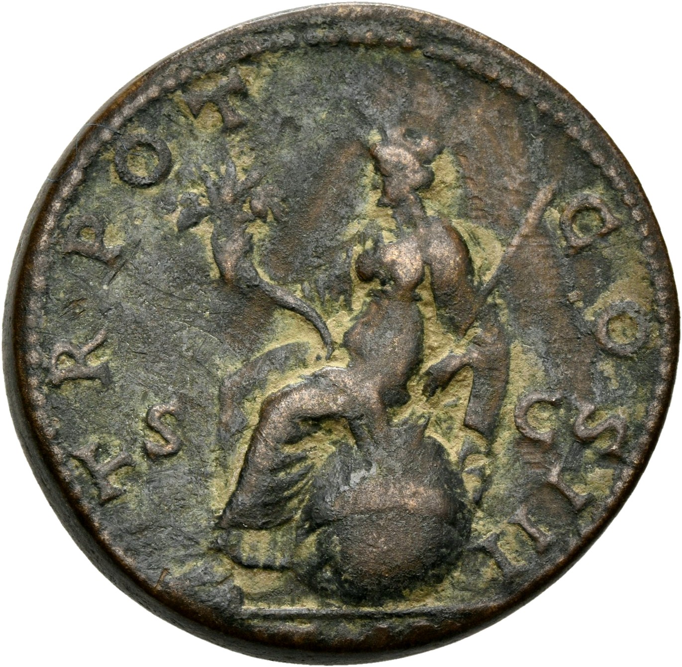 RIC III Antoninus Pius 747A Antoninus Pius reverse, Italia, towered, draped, seated, left on globe, with zones and stars, ...
