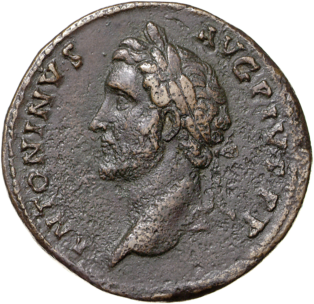 RIC III Antoninus Pius 747B Antoninus Pius obverse, Head of Antoninus Pius, laureate, left