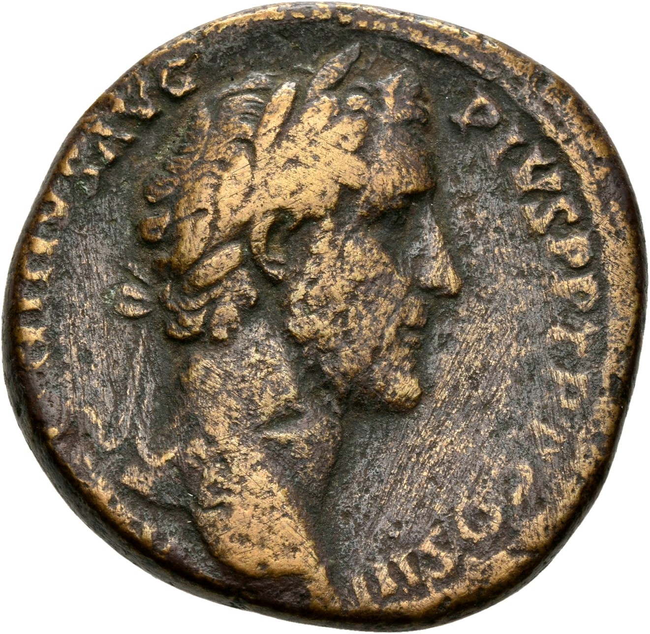 RIC III Antoninus Pius 749 Antoninus Pius obverse, Head of Antoninus Pius, laureate, right