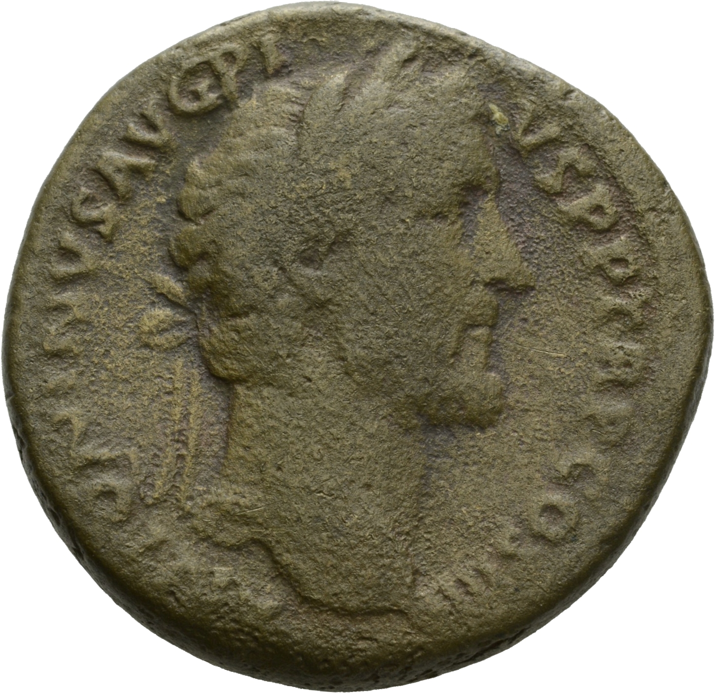 RIC III Antoninus Pius 756 Antoninus Pius obverse, Head of Antoninus Pius, laureate, right