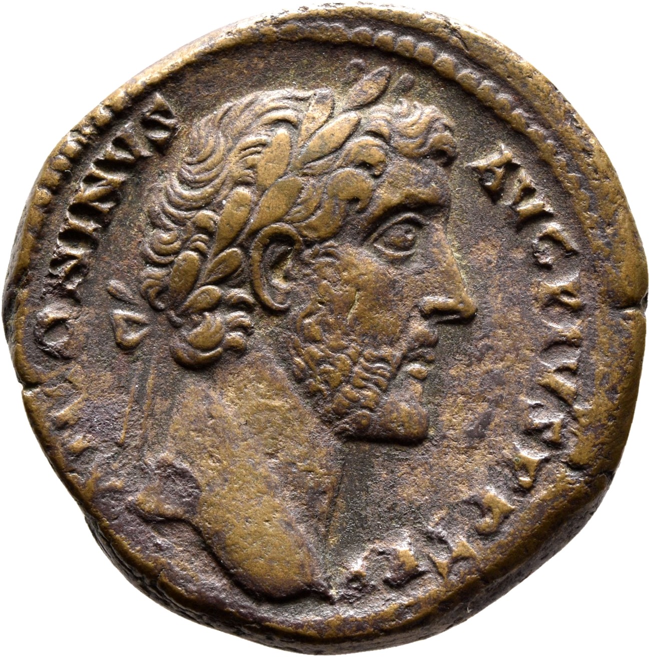 RIC III Antoninus Pius 761 Antoninus Pius obverse, Head of Antoninus Pius, laureate, right