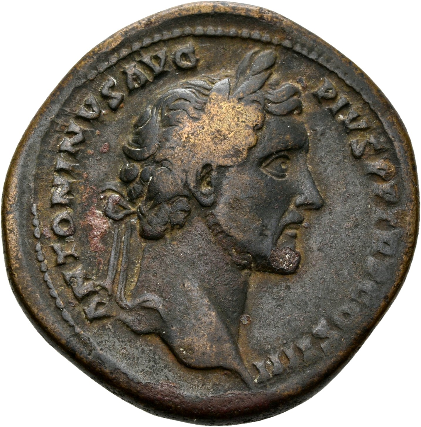 RIC III Antoninus Pius 770 Antoninus Pius obverse, Head of Antoninus Pius, laureate, right