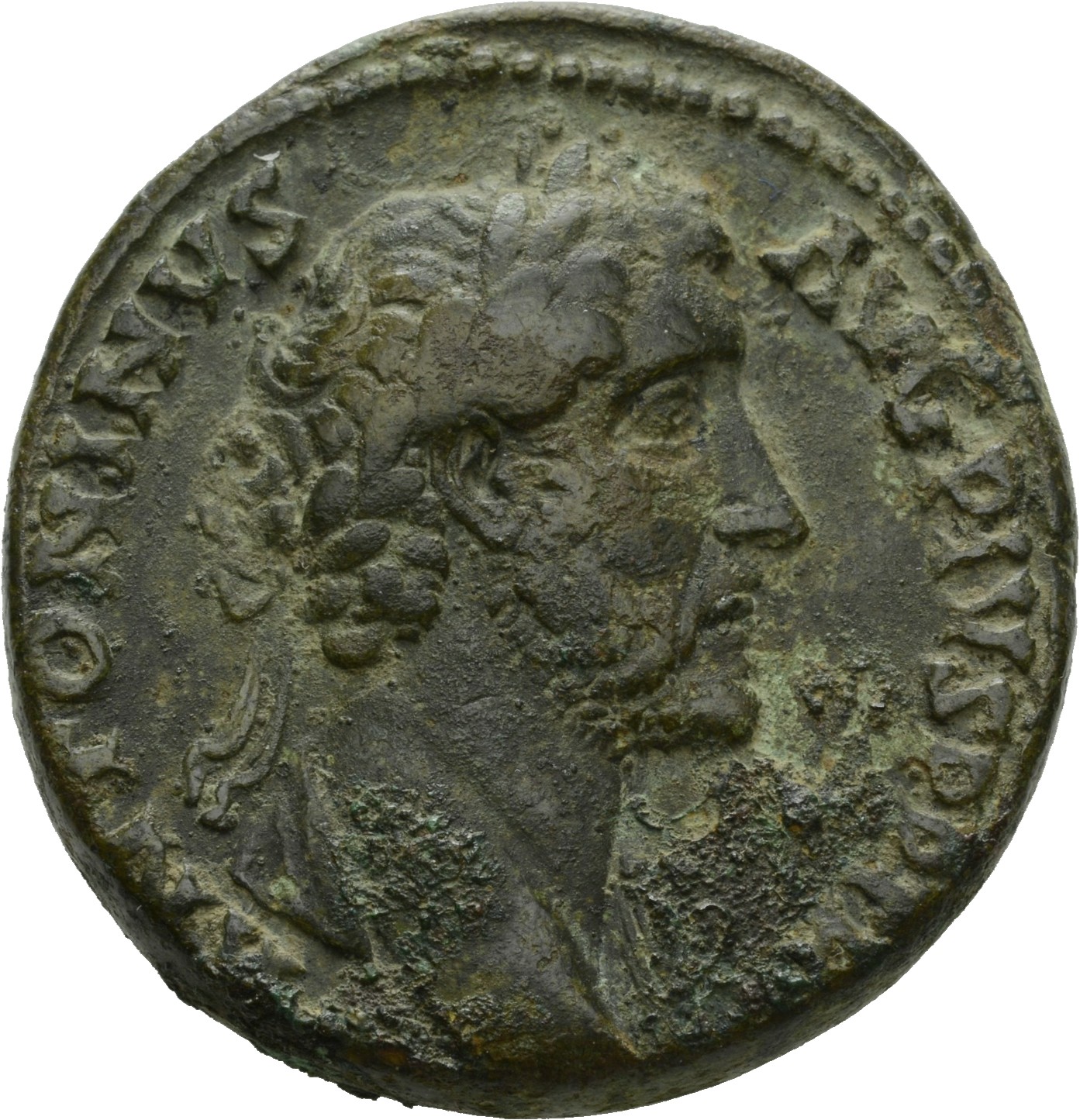 RIC III Antoninus Pius 772 Antoninus Pius obverse, Head of Antoninus Pius, laureate, right