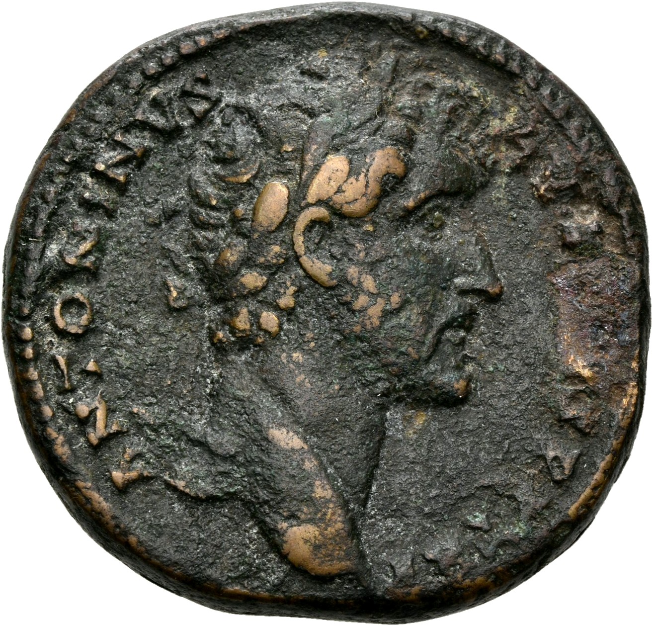 RIC III Antoninus Pius 772 Antoninus Pius obverse, Head of Antoninus Pius, laureate, right