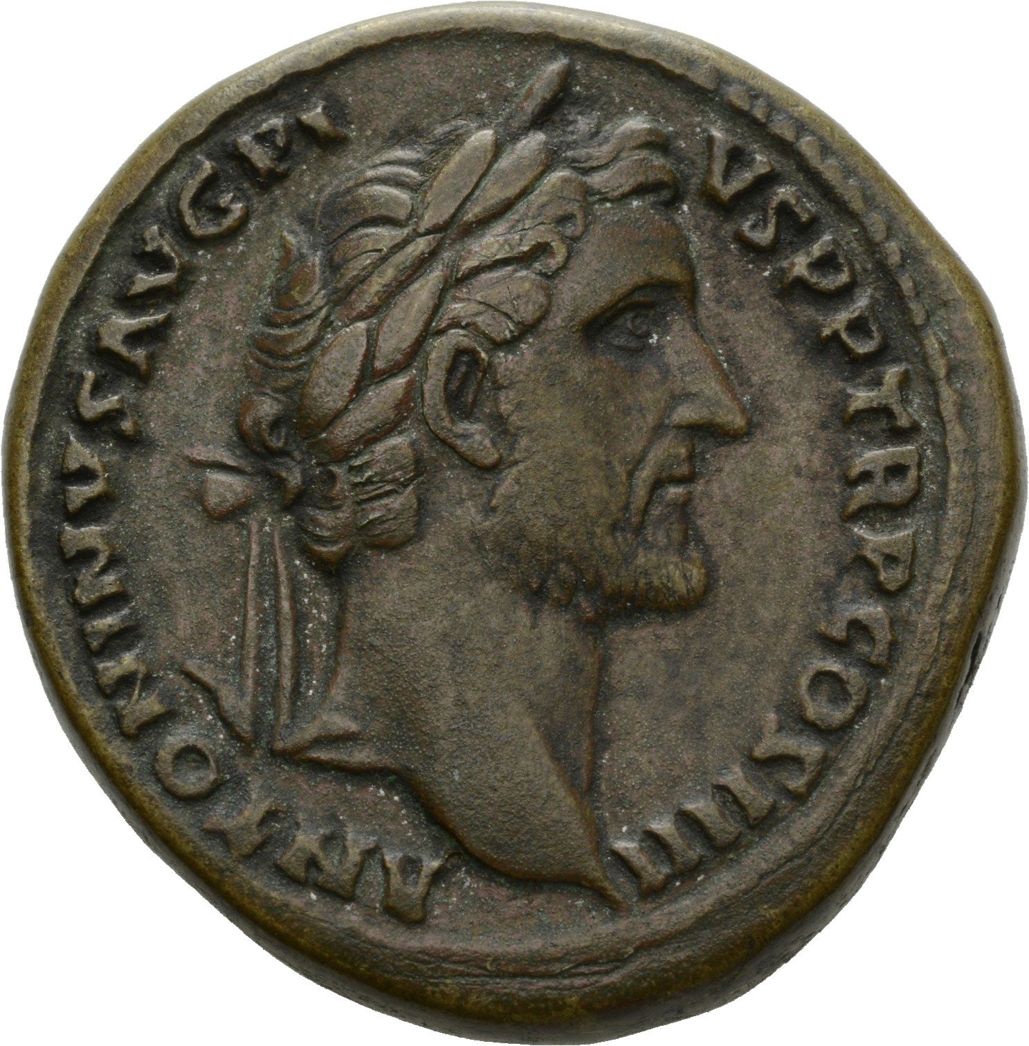 RIC III Antoninus Pius 778 Antoninus Pius obverse, Head of Antoninus Pius, laureate, right