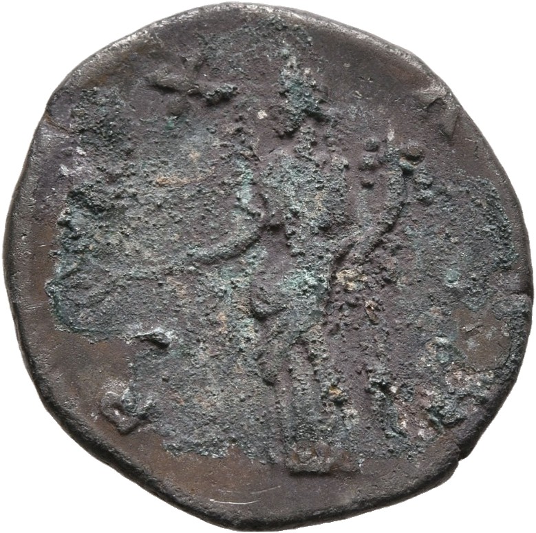 RIC III Antoninus Pius 78B Antoninus Pius reverse, Pax, draped, standing left, holding branch in right hand and cornucopia...