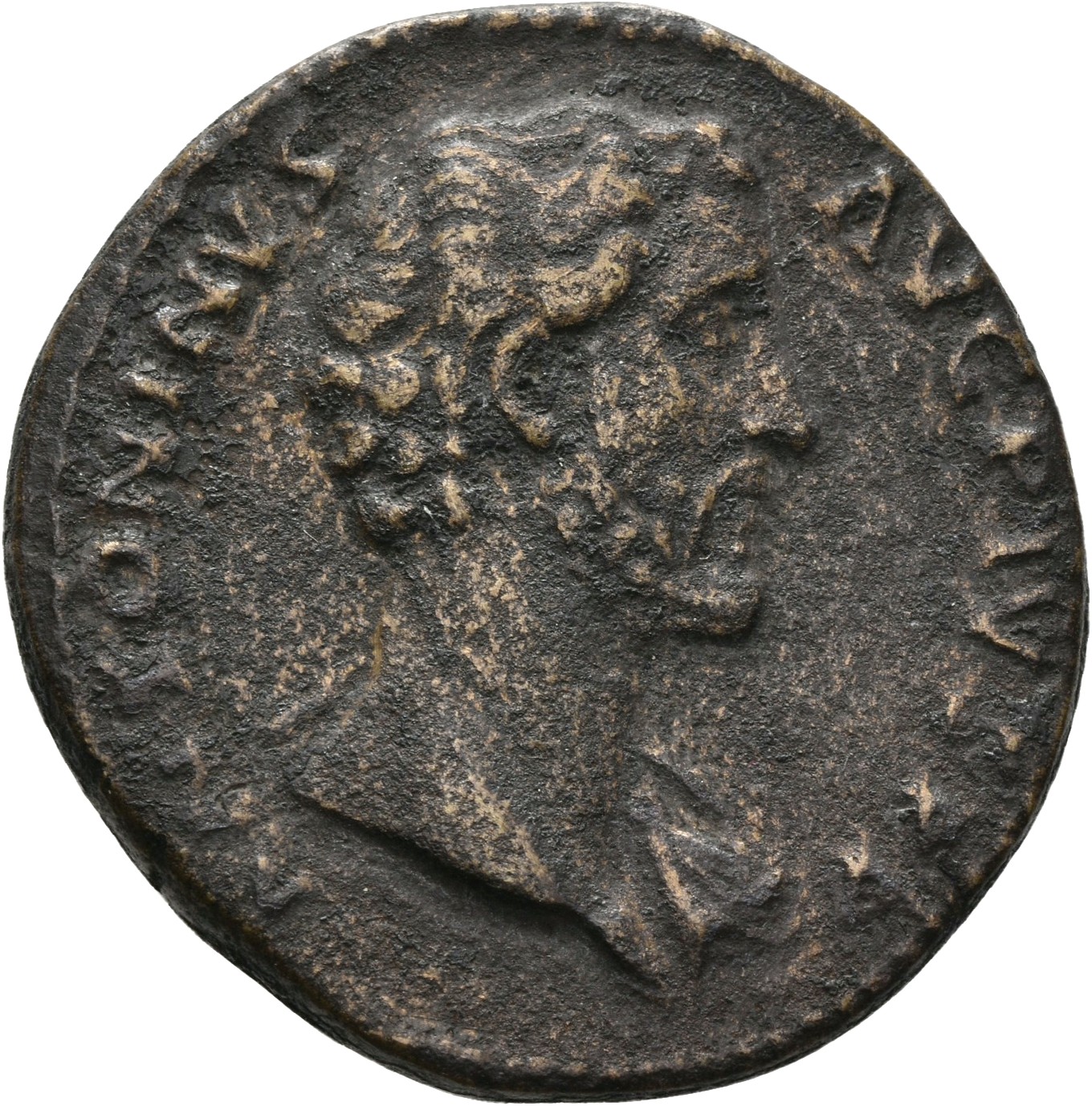RIC III Antoninus Pius 794 Antoninus Pius obverse, Head of Antoninus Pius, laureate, sometimes draped on left shoulder, right