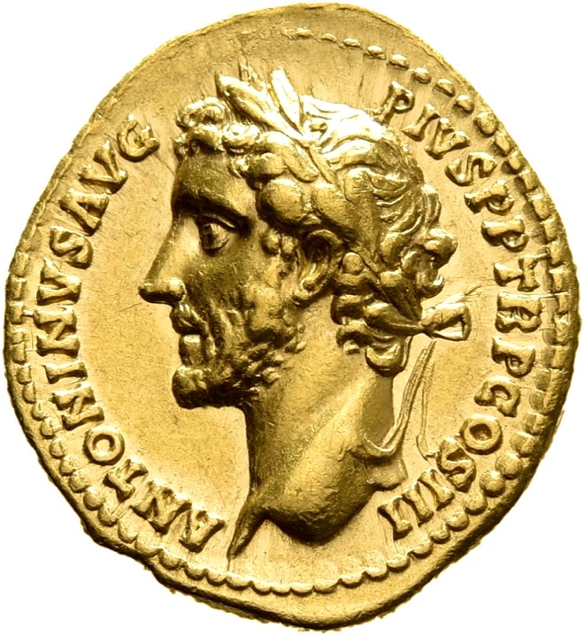 RIC III Antoninus Pius 80C Antoninus Pius obverse, Head of Antoninus Pius, laureate, left