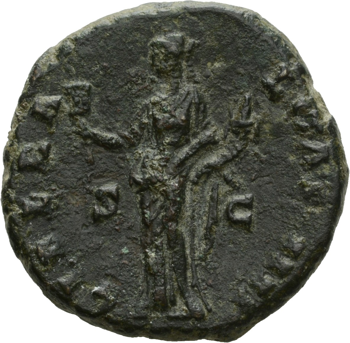 RIC III Antoninus Pius 818 Antoninus Pius reverse, Liberalitas, draped, standing left, holding abacus upwards in right han...