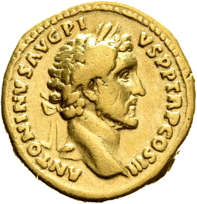 RIC III Antoninus Pius 81A Antoninus Pius obverse, Head of Antoninus Pius, laureate, right