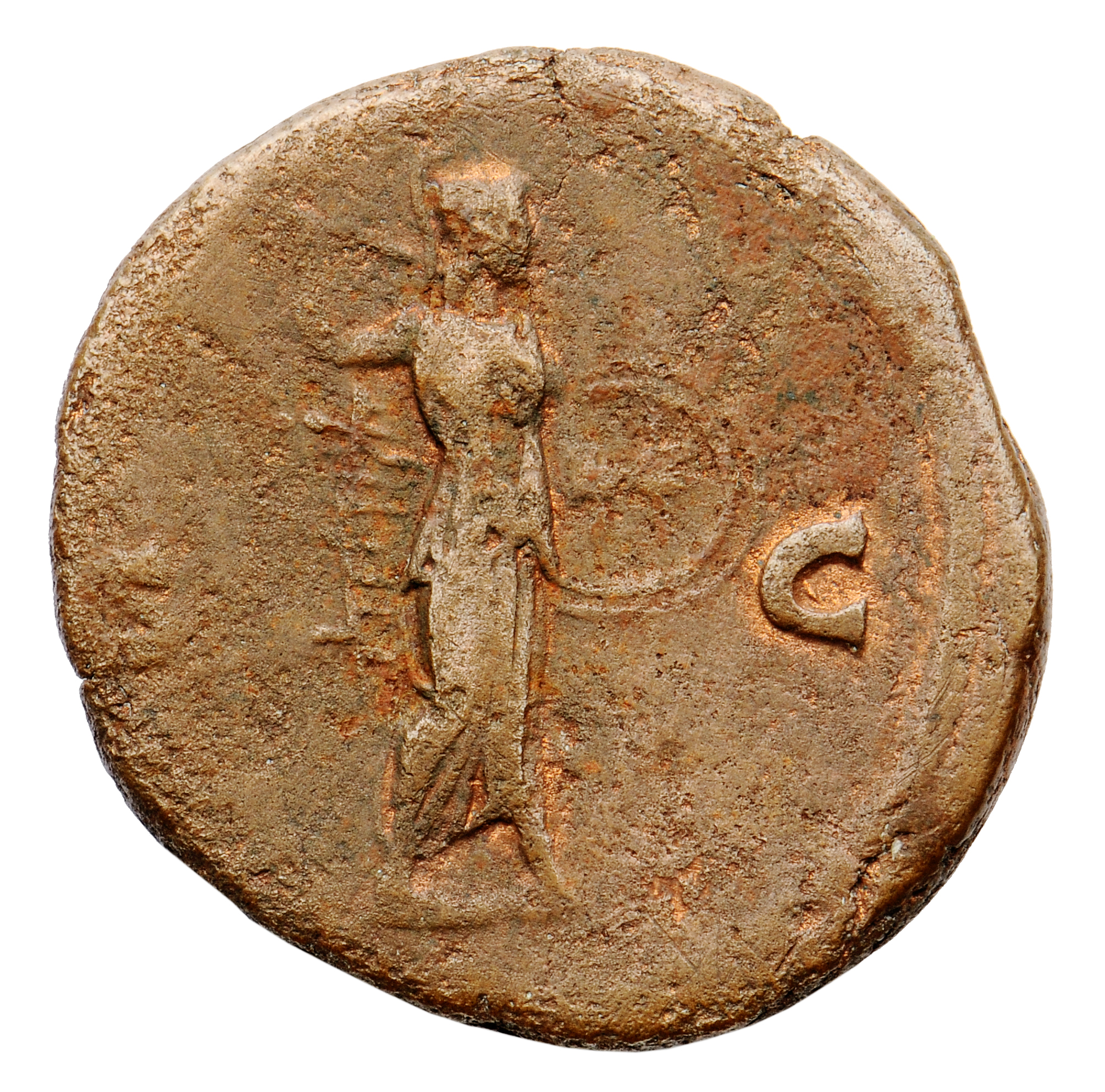 RIC III Antoninus Pius 826 Antoninus Pius reverse, Minerva, standing right, brandishing javelin and holding shield