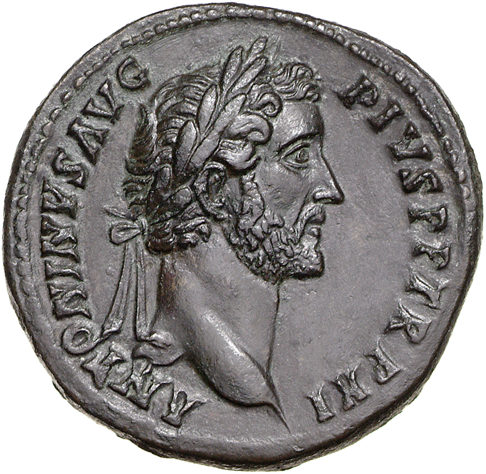RIC III Antoninus Pius 840 Antoninus Pius obverse, Head of Antoninus Pius, laureate, right