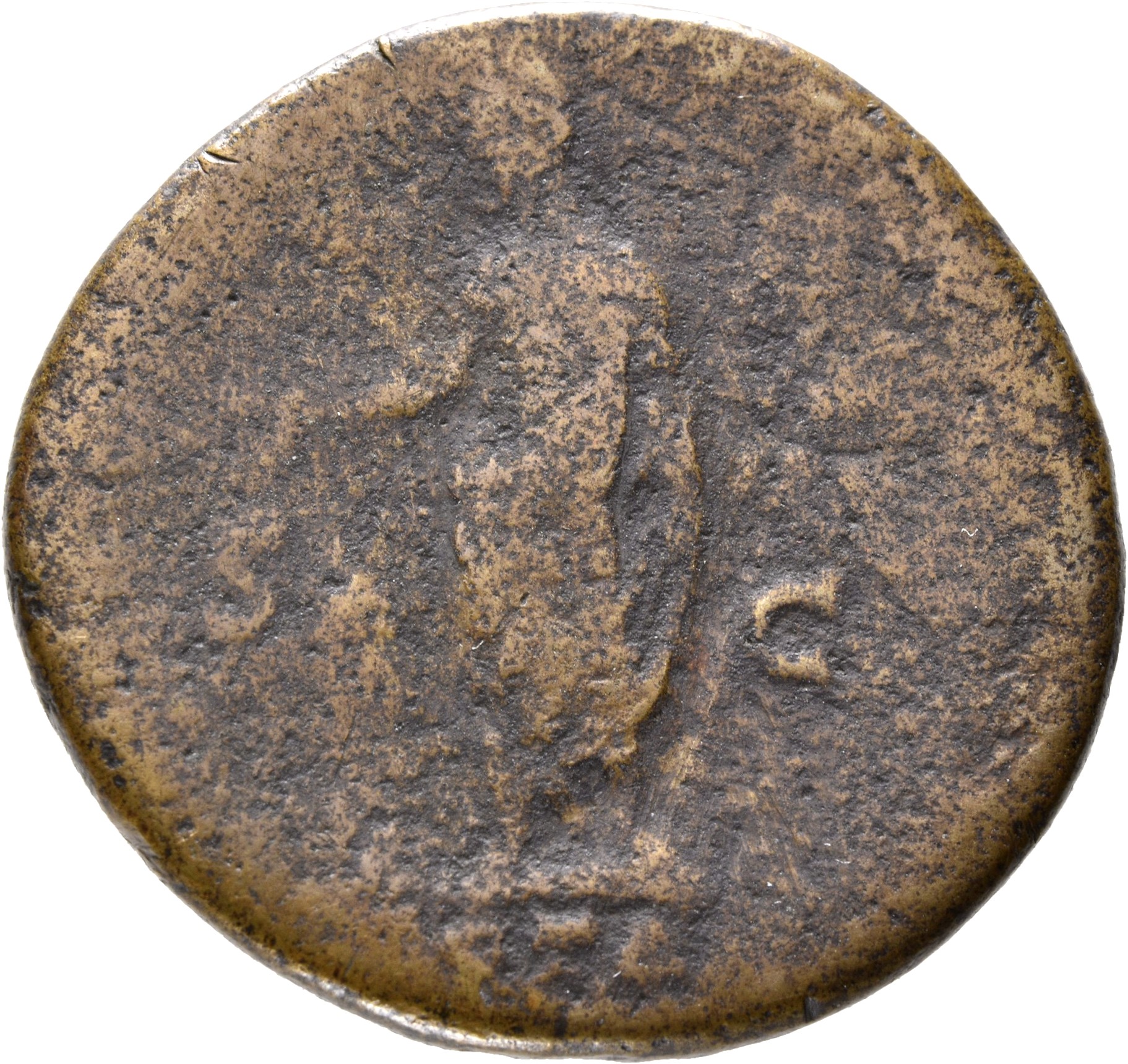 RIC III Antoninus Pius 844 Antoninus Pius reverse, Antoninus Pius, standing left, sacrificing with patera over tripod, lef...