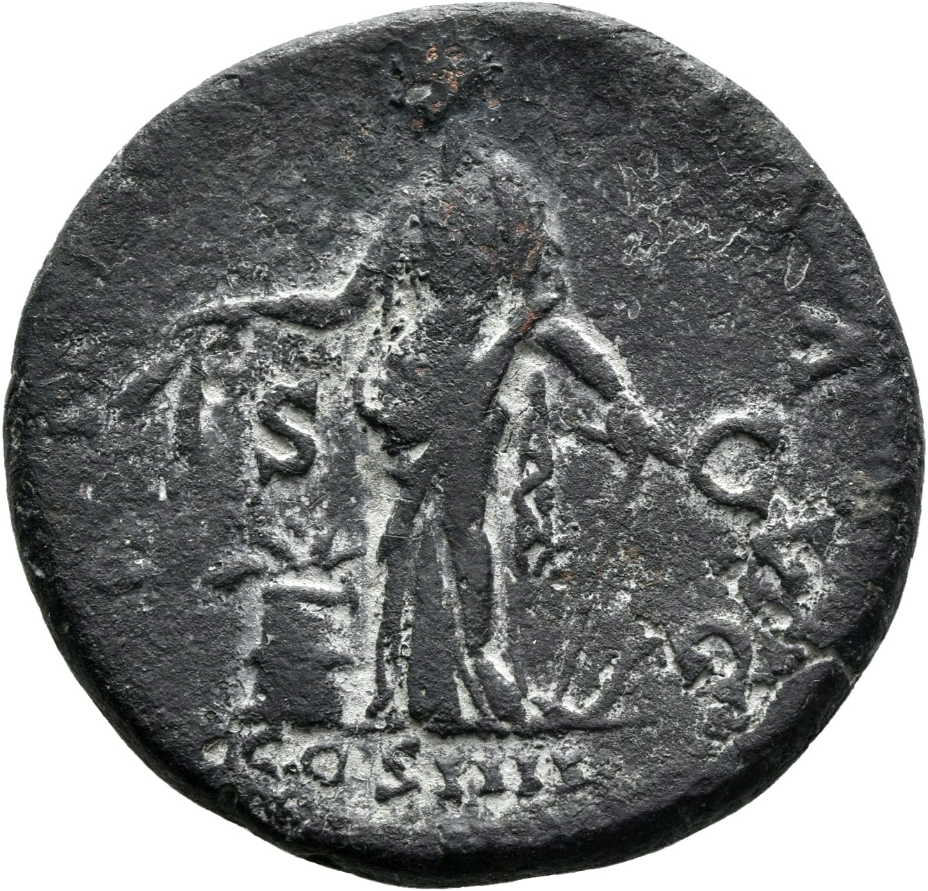 RIC III Antoninus Pius 854 Antoninus Pius reverse, Annona standing left, holding grain stalks over modius with grain stalk...
