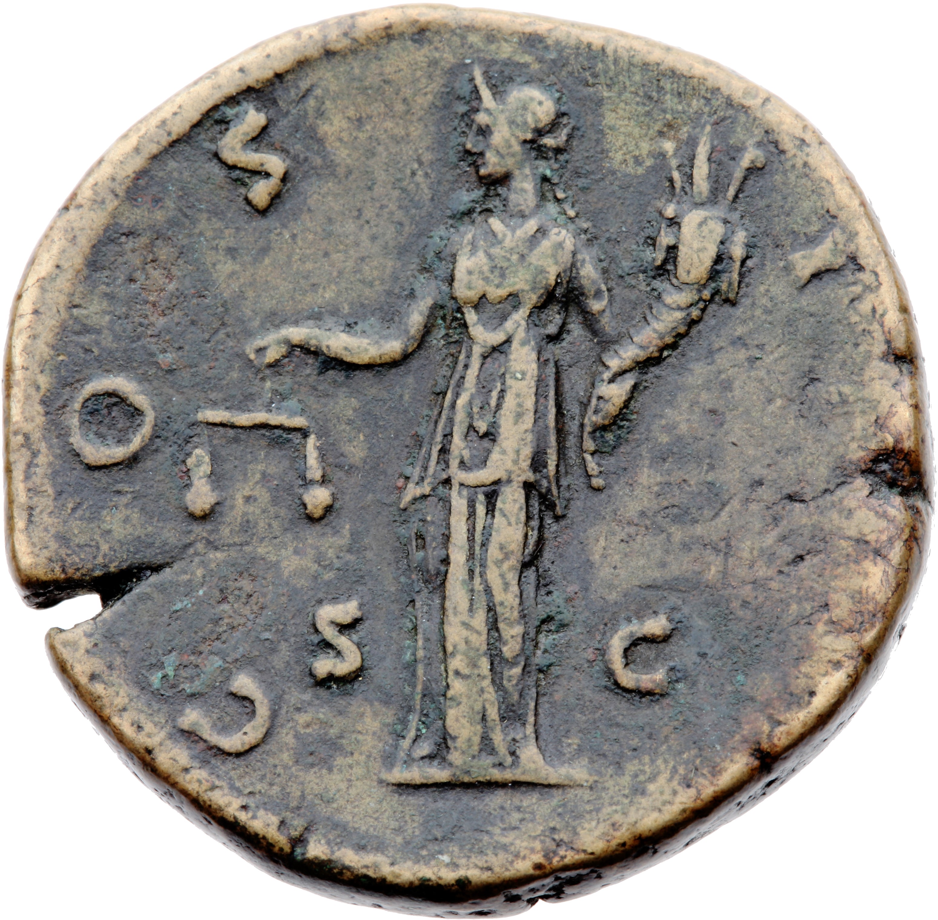 RIC III Antoninus Pius 855 Antoninus Pius reverse, Aequitas, draped, standing left, holding scales in extended right hand ...