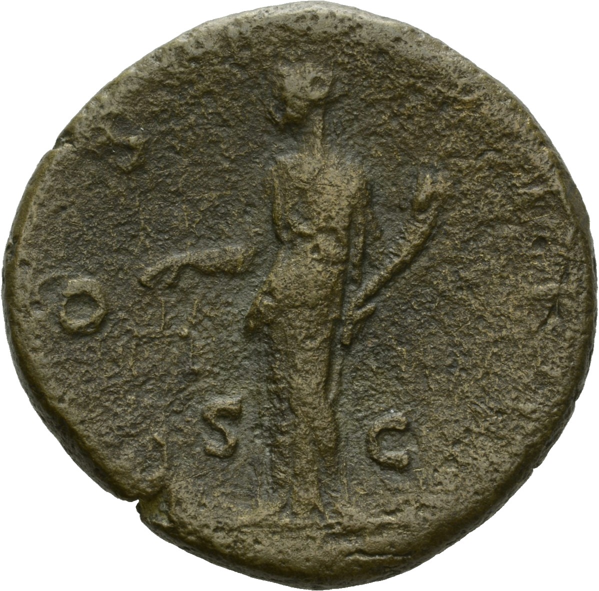 RIC III Antoninus Pius 858 Antoninus Pius reverse, Aequitas, draped, standing left, holding scales in extended right hand ...