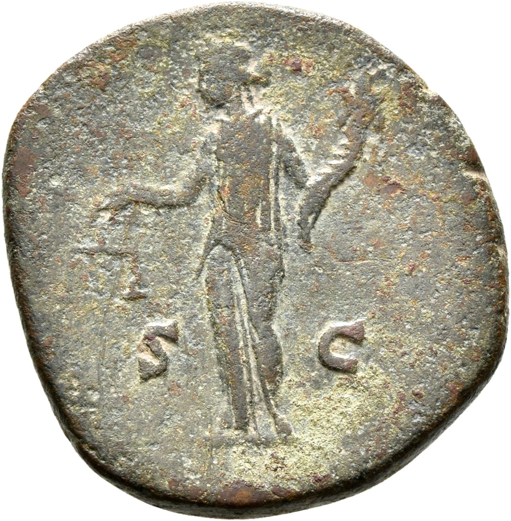 RIC III Antoninus Pius 858 Antoninus Pius reverse, Aequitas, draped, standing left, holding scales in extended right hand ...