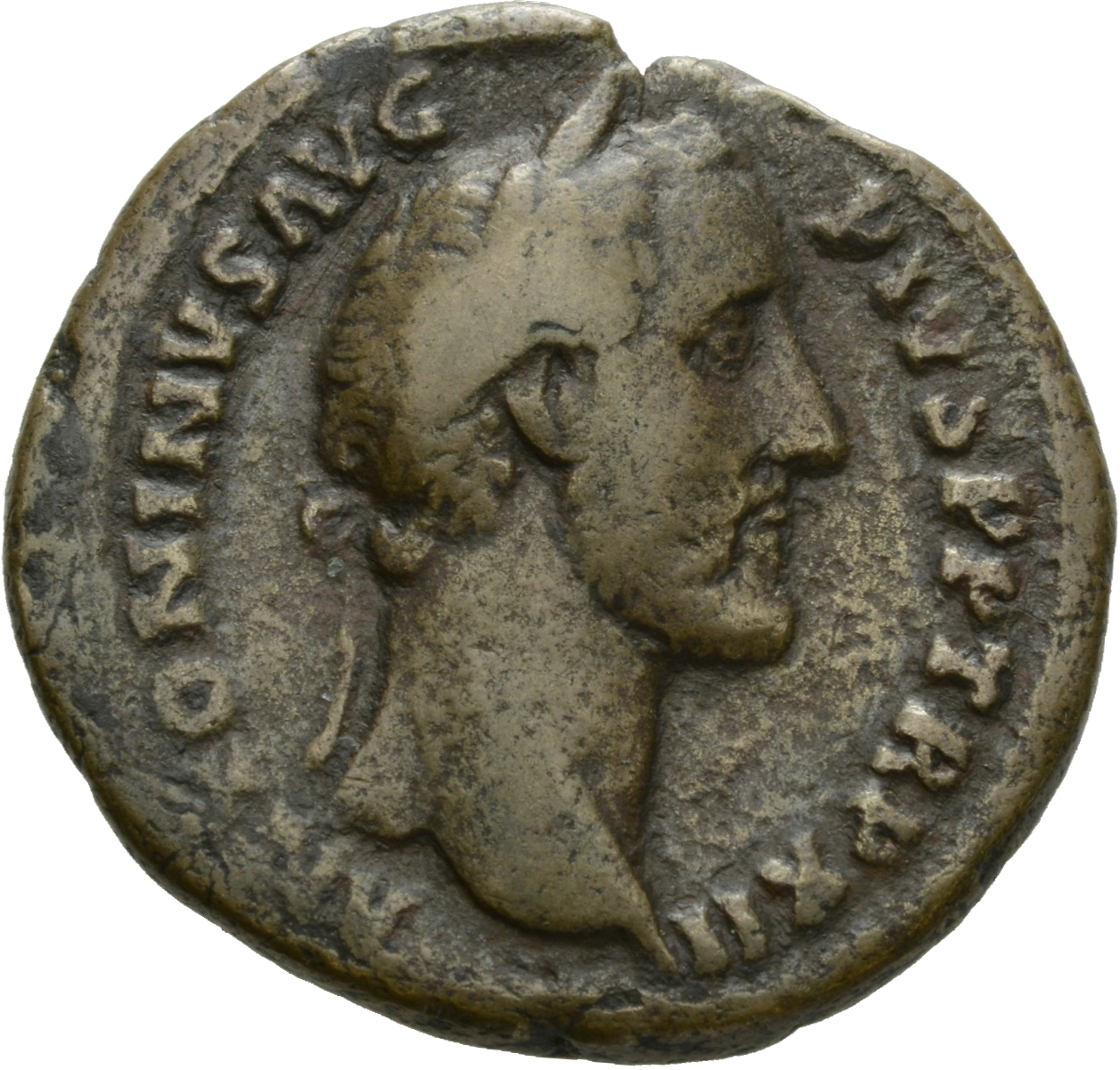 RIC III Antoninus Pius 861 Antoninus Pius obverse, Head of Antoninus Pius, laureate, right