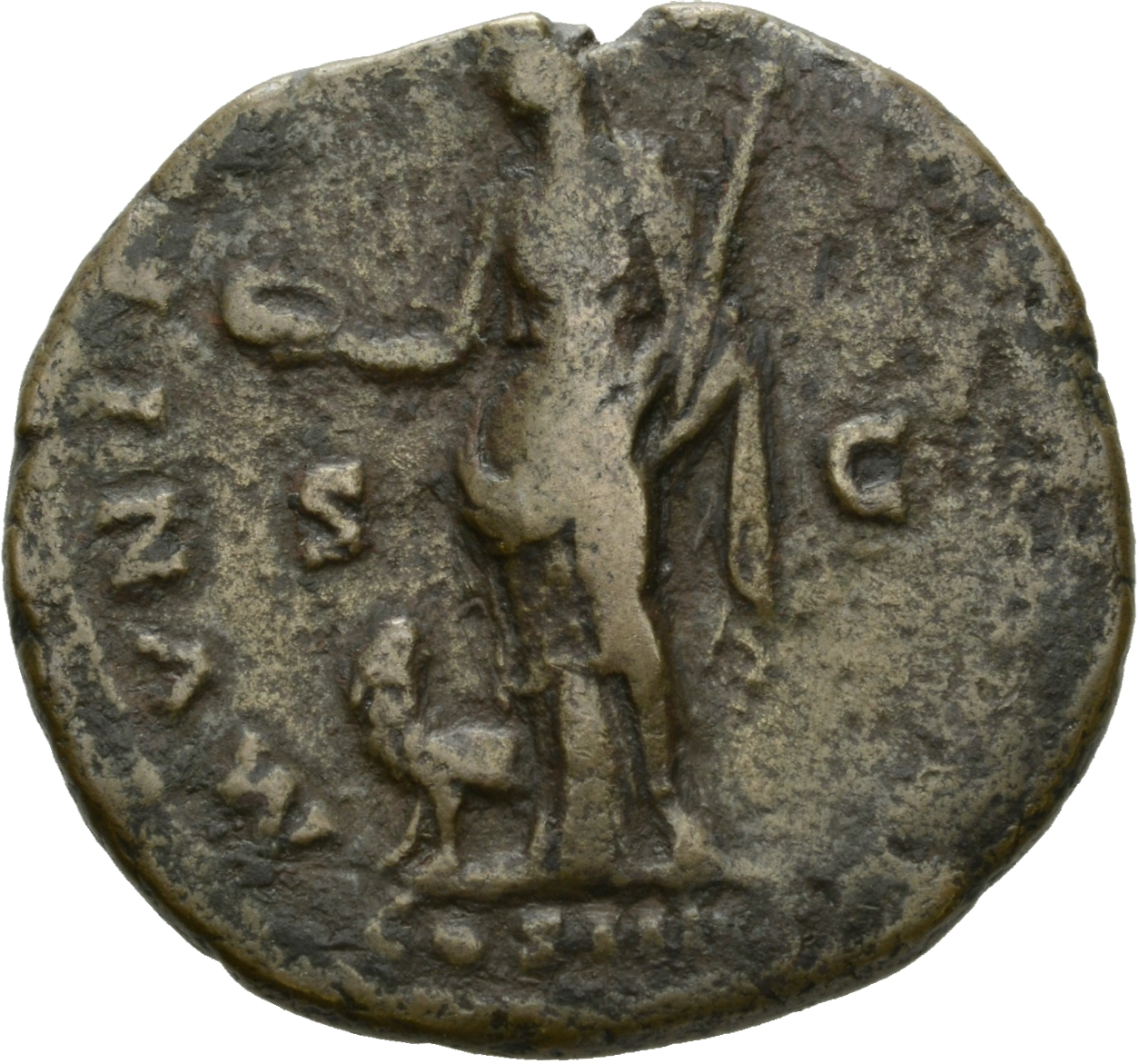 RIC III Antoninus Pius 861 Antoninus Pius reverse, Munificentia, draped, standing left, holding wreath in extended right h...