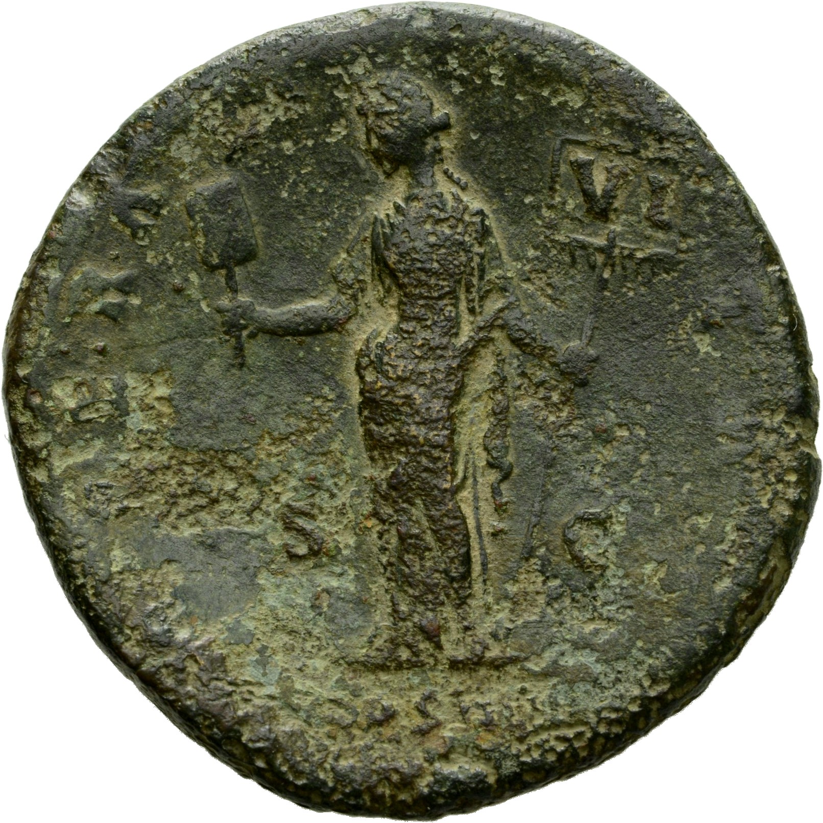 RIC III Antoninus Pius 867 Antoninus Pius reverse, Liberalitas, draped, standing left, holding abacus upwards in right han...