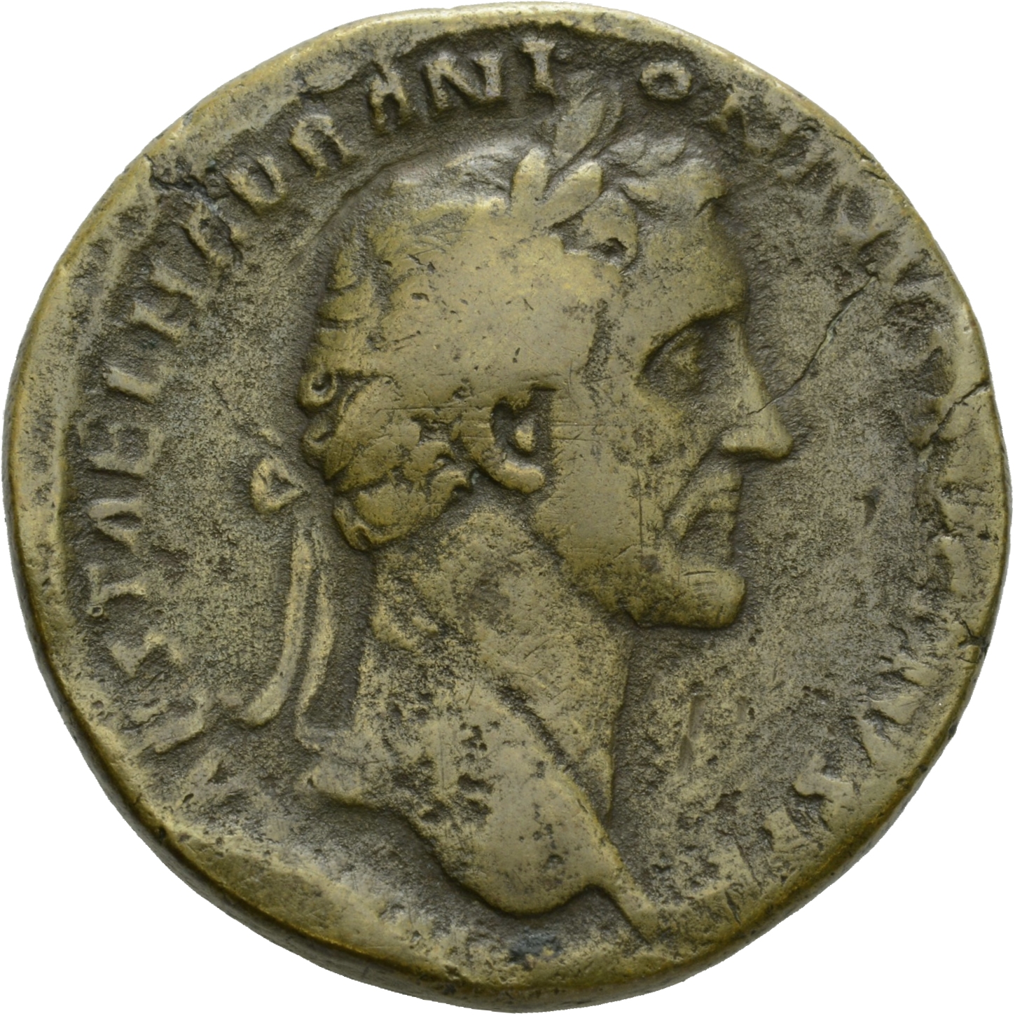 RIC III Antoninus Pius 889 Antoninus Pius obverse, Head of Antoninus Pius, laureate, right