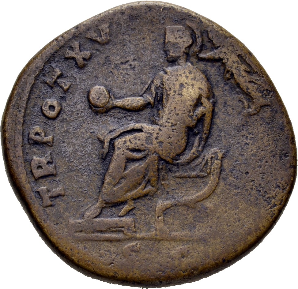 RIC III Antoninus Pius 889 Antoninus Pius reverse, Antoninus, togate, seated, left on curule chair, crowned by Victory, fl...