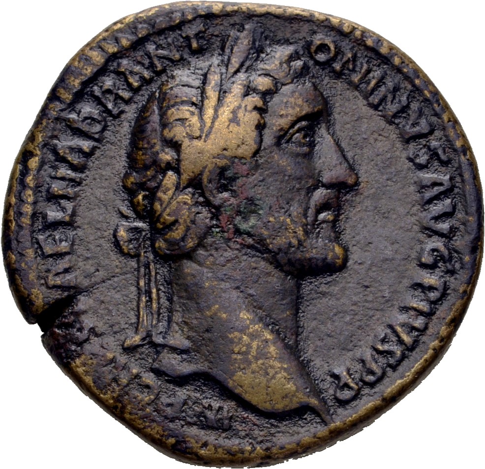 RIC III Antoninus Pius 891 Antoninus Pius obverse, Head of Antoninus Pius, laureate, right