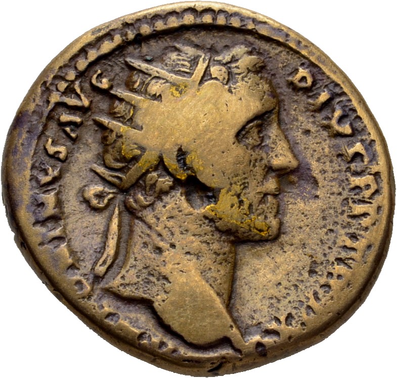 RIC III Antoninus Pius 894 Antoninus Pius obverse, Head of Antoninus Pius, radiate, right