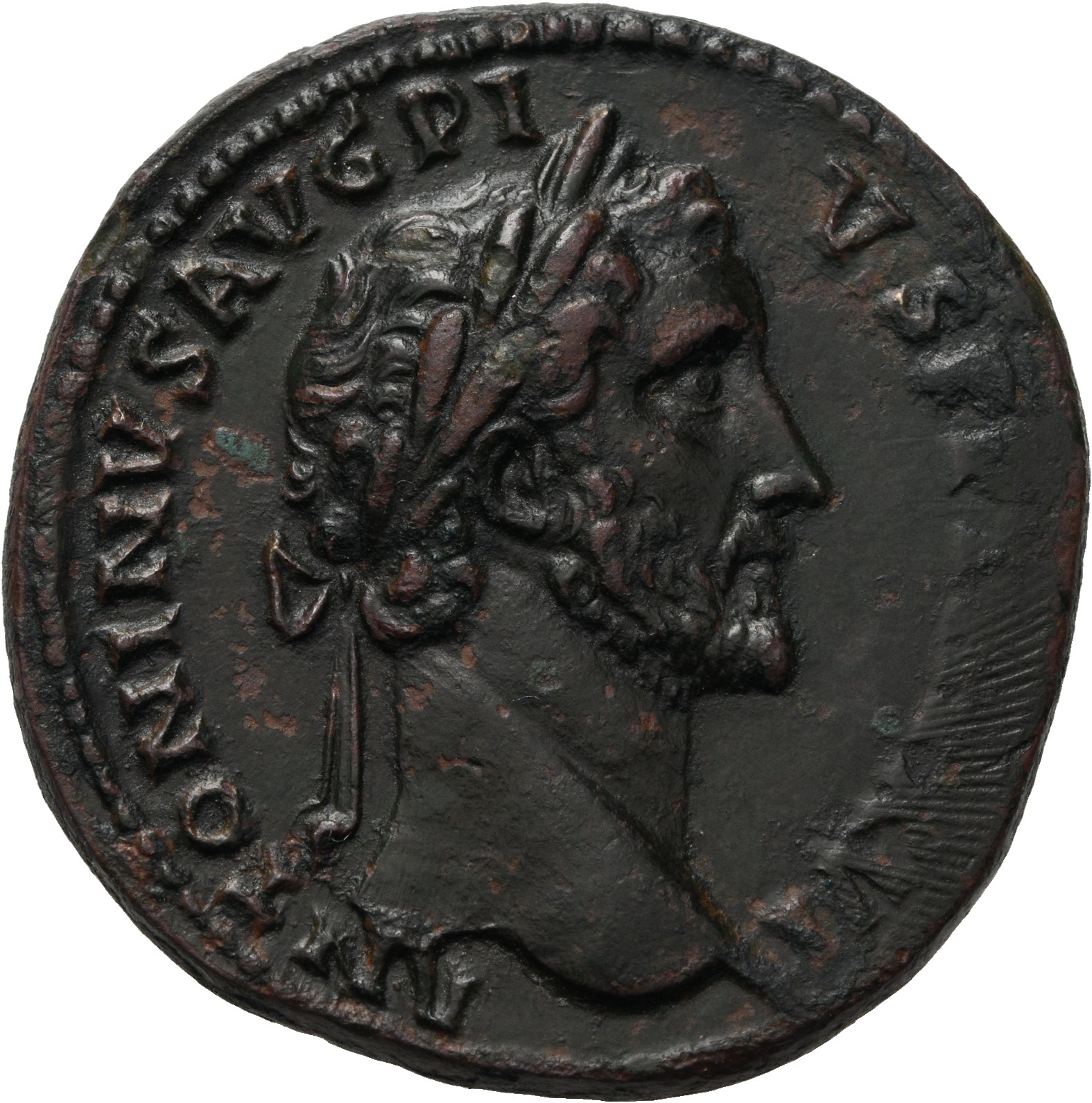RIC III Antoninus Pius 904 Antoninus Pius obverse, Head of Antoninus Pius, laureate, right